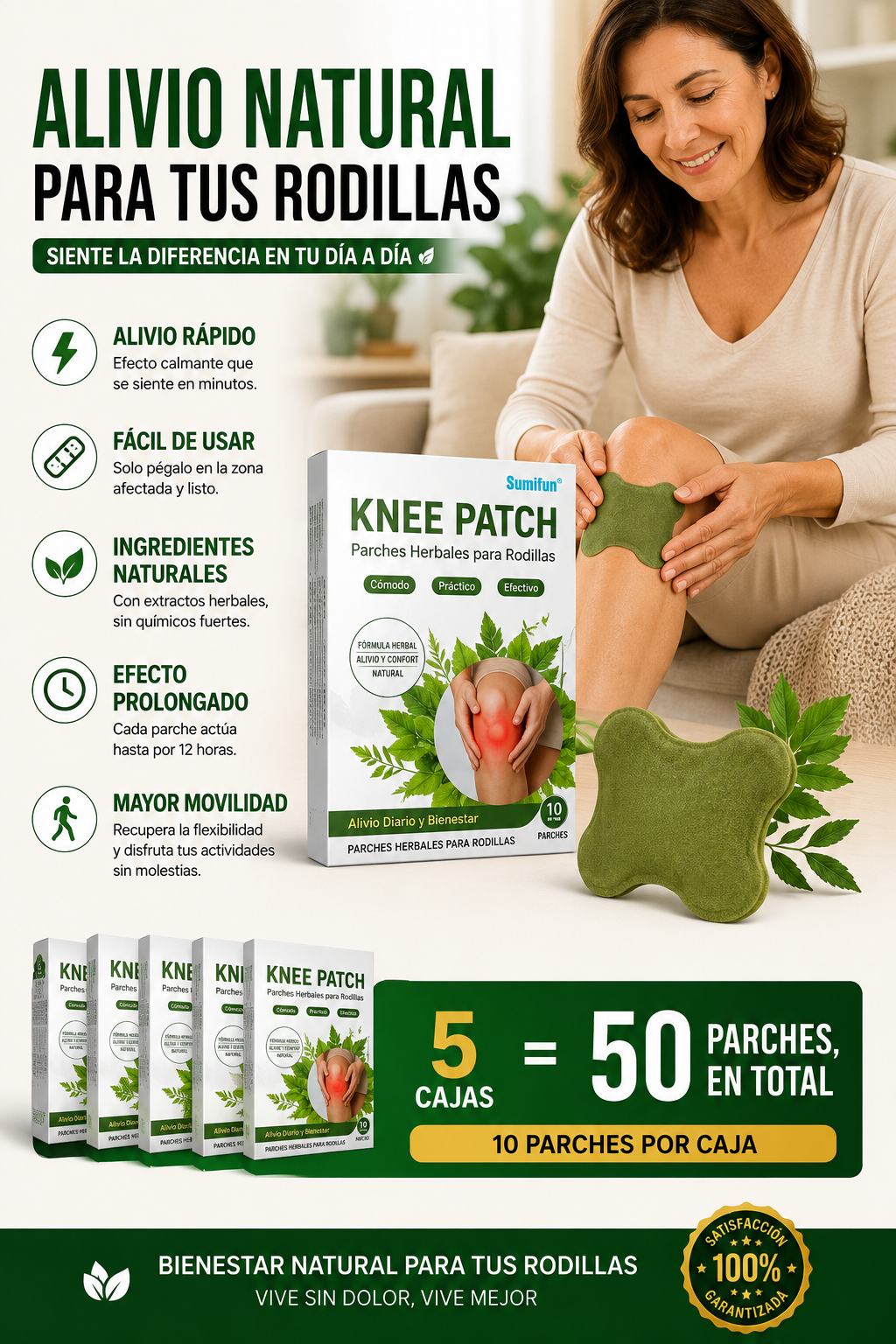 RodiAlivio® | 50 parches para el dolor de rodilla